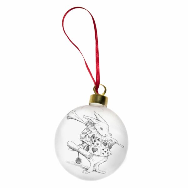 rory dobner Alice in Wonderland White Rabbit Christmas Bauble