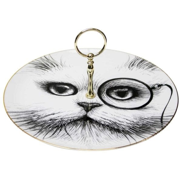 rory dobner Cat Monocle One Tier Large Classy Cake Stand