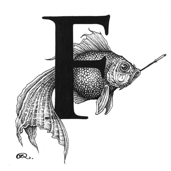rory dobner F – Fish on a Fag Break Intricate Ink Print