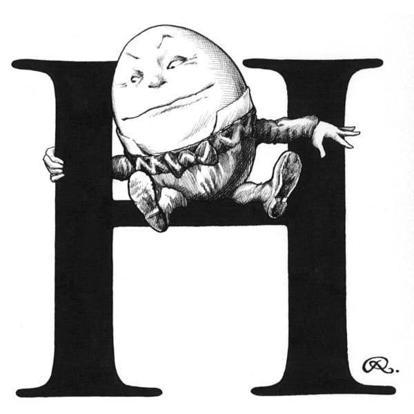 rory dobner H – Humpty Holding On Intricate Ink Print