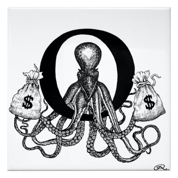 rory dobner O – Outlaw Octopus Money Bags Alphabet Tile