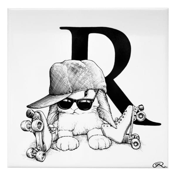 rory dobner R – Rabbit in Roller skates Alphabet Tile