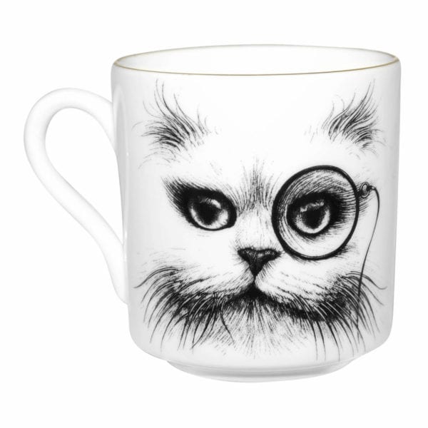 rory dobner Cat Monocle Espresso Cup & Saucer