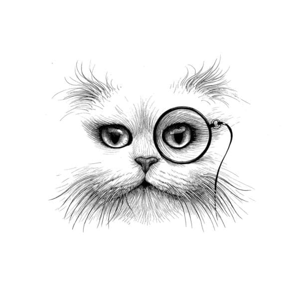 rory dobner Cat Monocle Intricate Ink Print