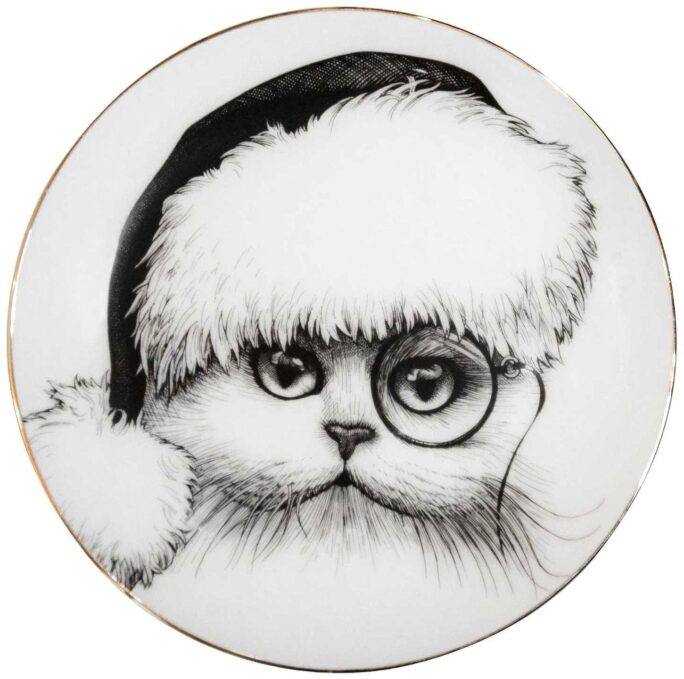 rory dobner Christmas Santa Cat Plate