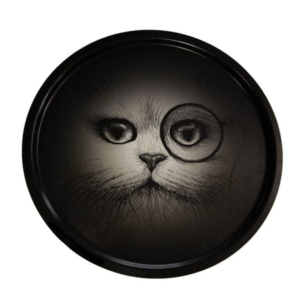 rory dobner Circular Cat Monocle Black Tray