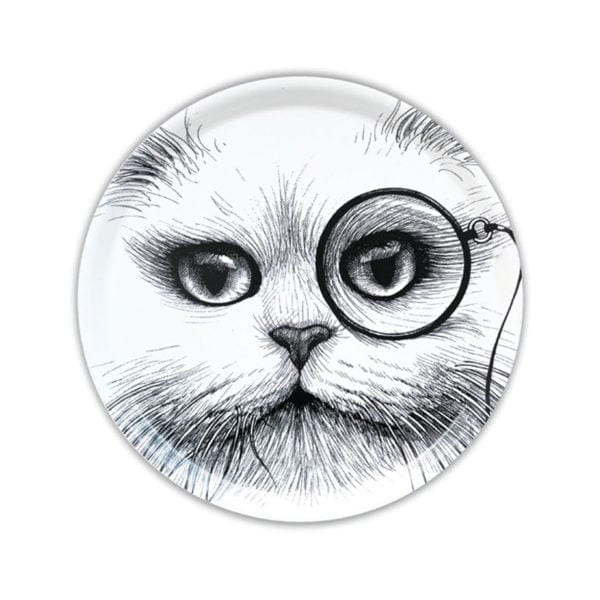 rory dobner Circular Cat Monocle White Tray