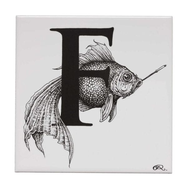 rory dobner F – Fish On A Fag Break Alphabet Tile