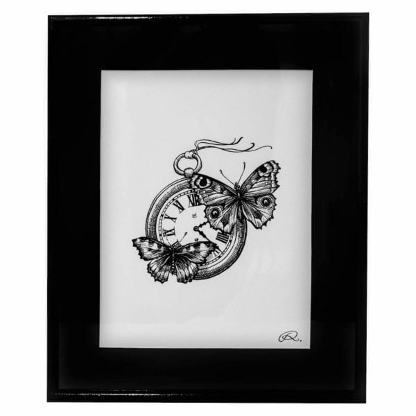 rory dobner Framed Time Flies Clock Print
