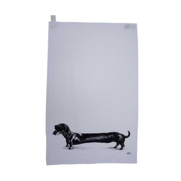 rory dobner Hot Dog’ Dachshund Dog Tea Towel