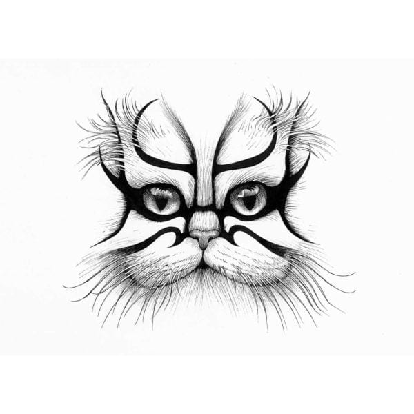 rory dobner Kabouki Cat Intricate Ink Print