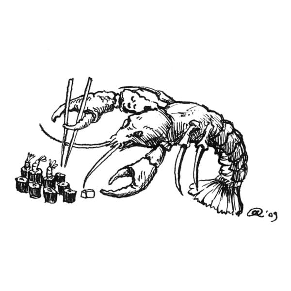 rory dobner Lobster Sushi Intricate Ink Print