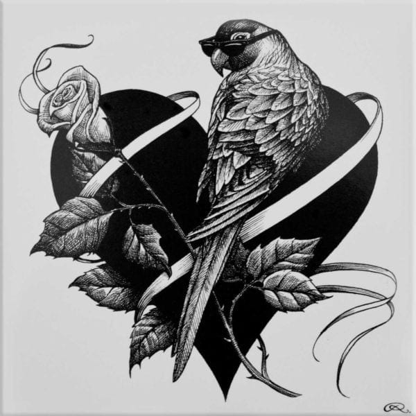 rory dobner Lovebird Heart Tile
