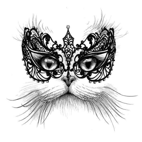rory dobner Masked Cat Intricate Ink Print