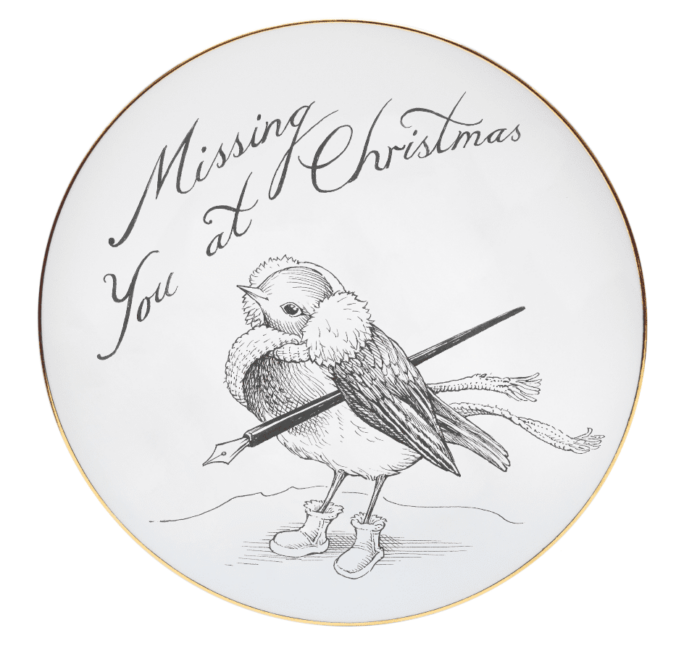 rory dobner Missing You At Christmas Robin Plate