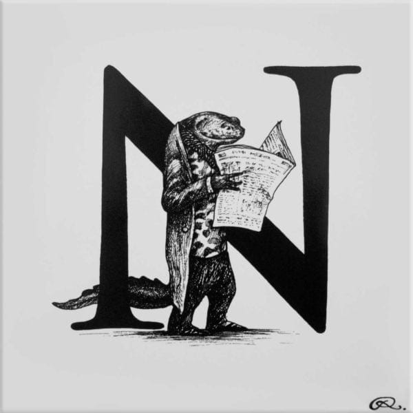 rory dobner N – Great Crested Newt Alphabet Tile