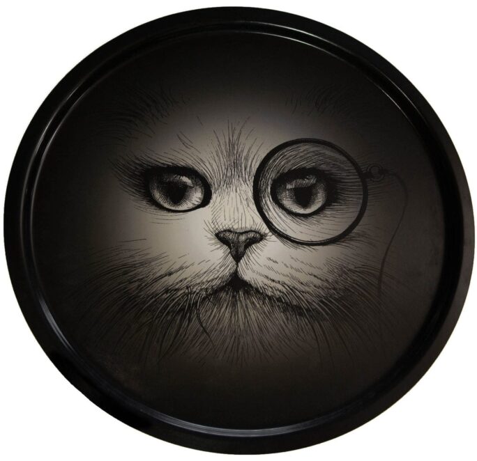 rory dobner Supersize Cat Monocle Black Tray