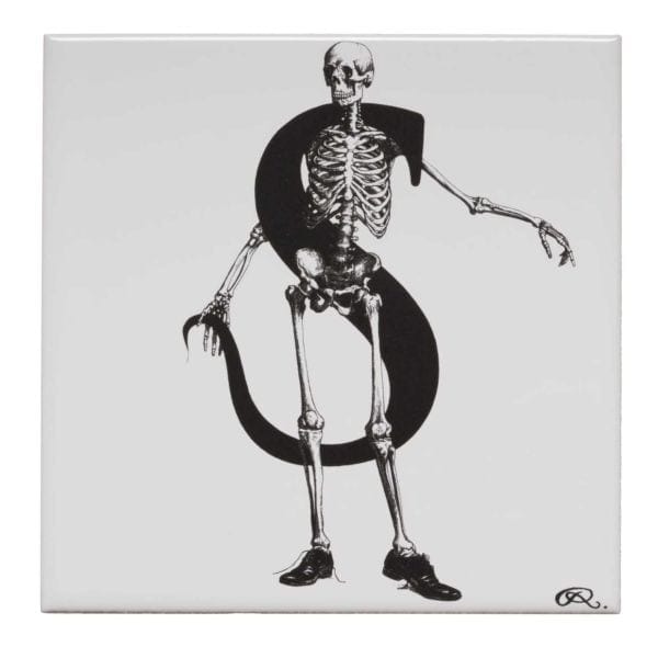 rory dobner S – Skeleton with Stole and Super Shiny Shoes Alphabet Tile
