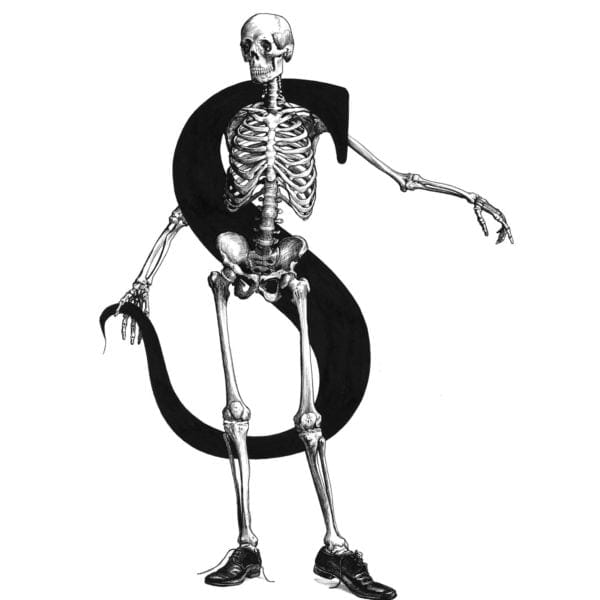 rory dobner S – Skeleton with Stole and Super Shiny Shoes Intricate Ink Print