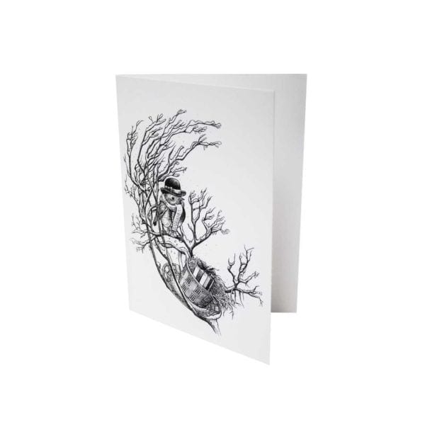 rory dobner Time for Christmas Tea Party Bird Greeting Card