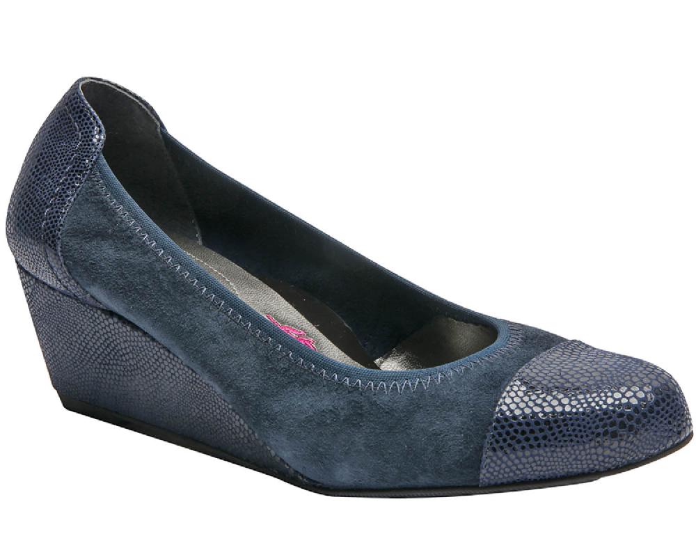 ros hommerson HARLOW Navy Suede/Lizard Print Leather