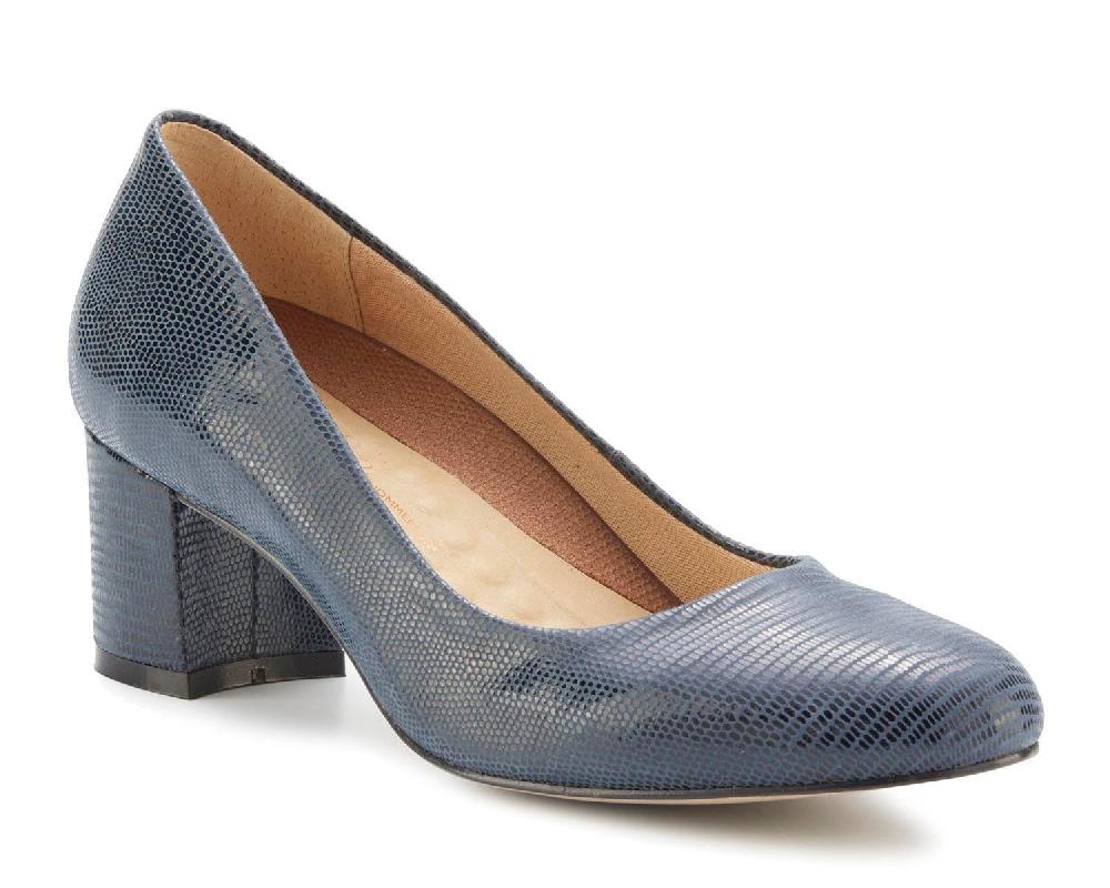 ros hommerson JESSICA Navy Lizard Print Leather