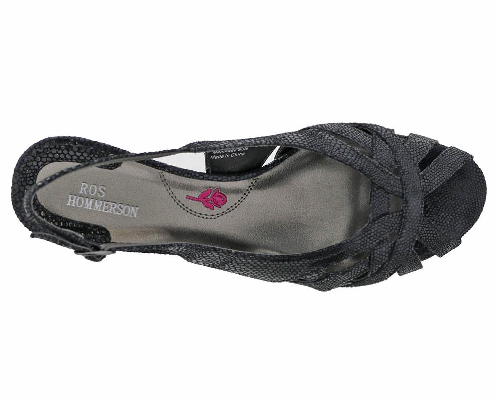 Ros Hommerson PEARL Black Lizard Print Leather