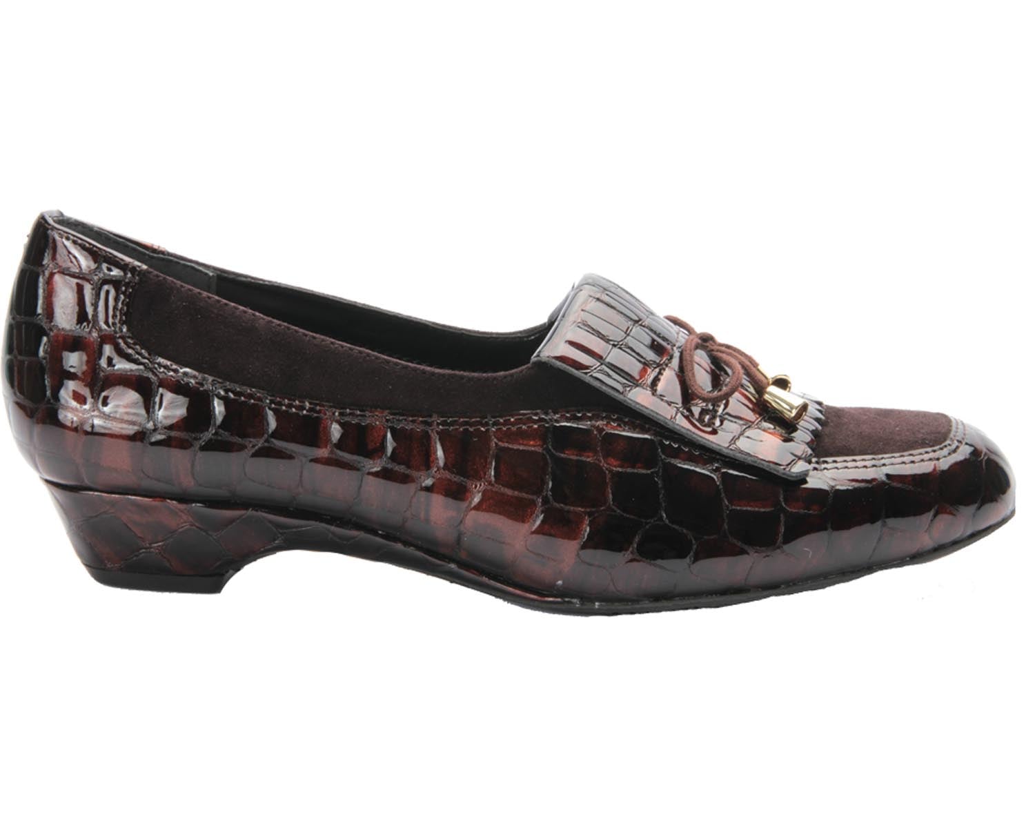 Ros Hommerson TERESA Brown Croc Patent/Suede Leather