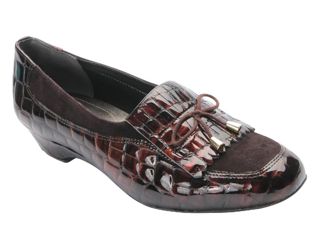 ros hommerson TERESA Brown Croc Patent/Suede Leather