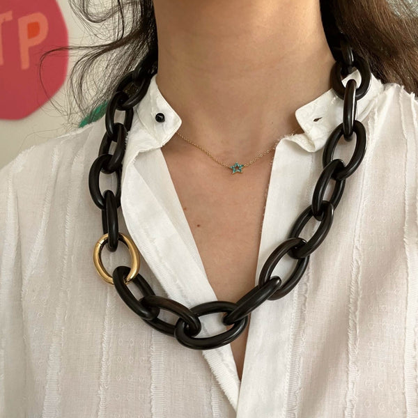 Rosa De La Cruz CLASSIC EBONY NECKLACE WITH MEDIUM CLASP