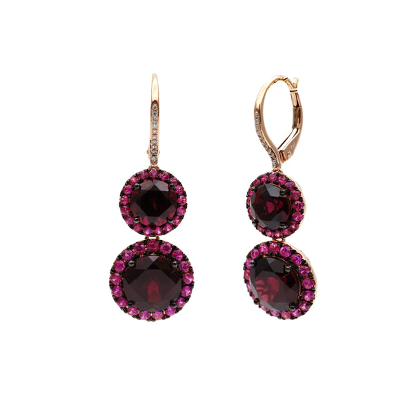 rosa de la cruz DOUBLE GEM GARNET AND PINK SAPPHIRE EARRINGS