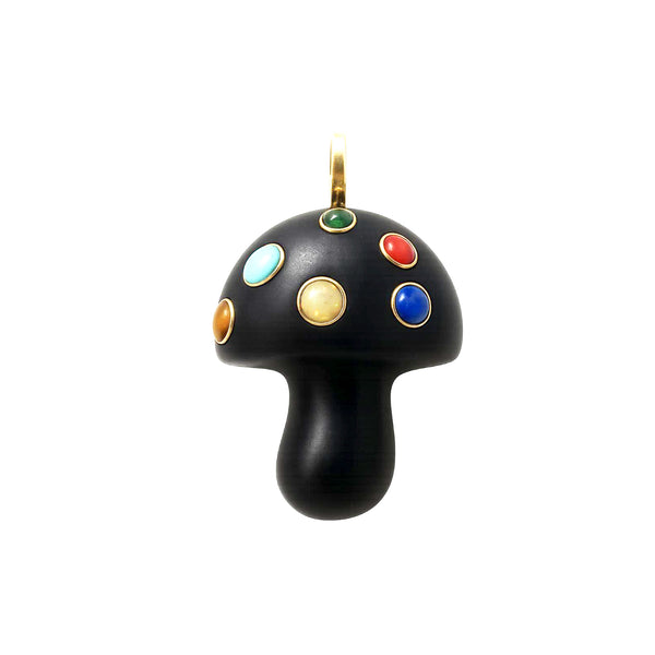 rosa de la cruz Ebony Mushroom Pendant with Coloured Stones