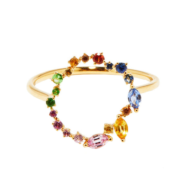 rosa de la cruz RAINBOW CASCADE ETERNITY CIRCLE CHARM RING