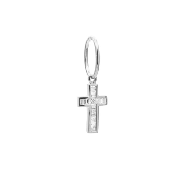 Rosa De La Cruz BAGUETTE DIAMOND CROSS PENDANT