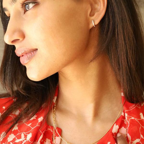 Rosa De La Cruz Baguette Diamond Hoops