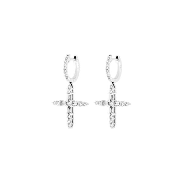Rosa De La Cruz DIAMOND CROSS HANGING EARRING