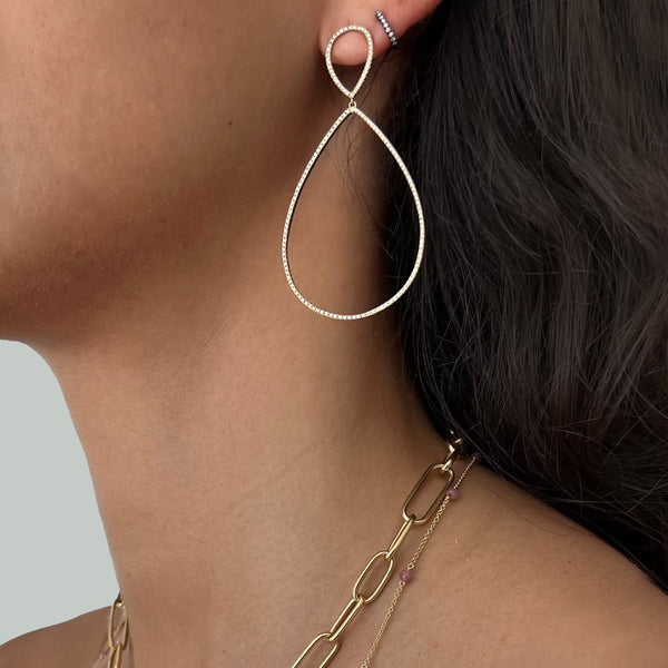 Rosa De La Cruz DOUBLE TEARDROP HANGING EARRINGS