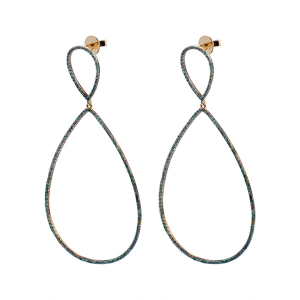 Rosa De La Cruz DOUBLE TEARDROP HANGING EARRINGS