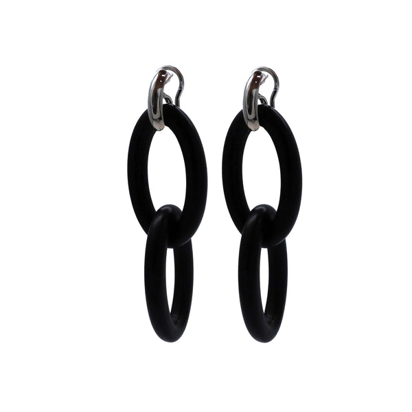 rosa de la cruz Ebony Double Link Earrings