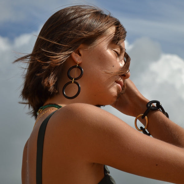 Rosa De La Cruz EBONY HOOP EARRINGS