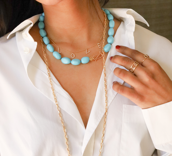 Rosa De La Cruz Large Turquoise Beads Necklace