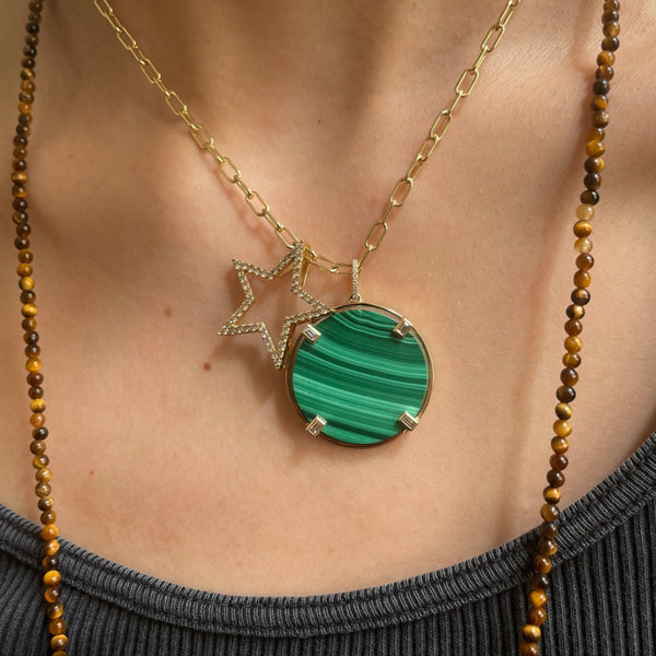 Rosa De La Cruz MALACHITE COIN PENDANT
