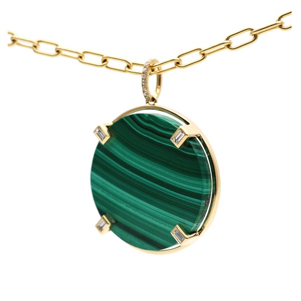 rosa de la cruz MALACHITE COIN PENDANT