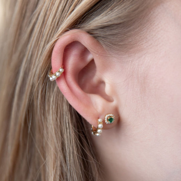 Rosa De La Cruz PEARL MINI HOOPS