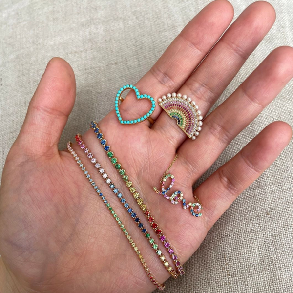 Rosa De La Cruz RAINBOW RING WITH PEARLS