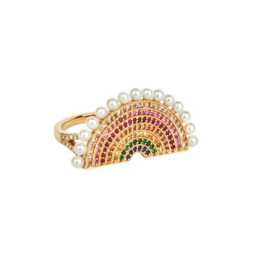 rosa de la cruz RAINBOW RING WITH PEARLS