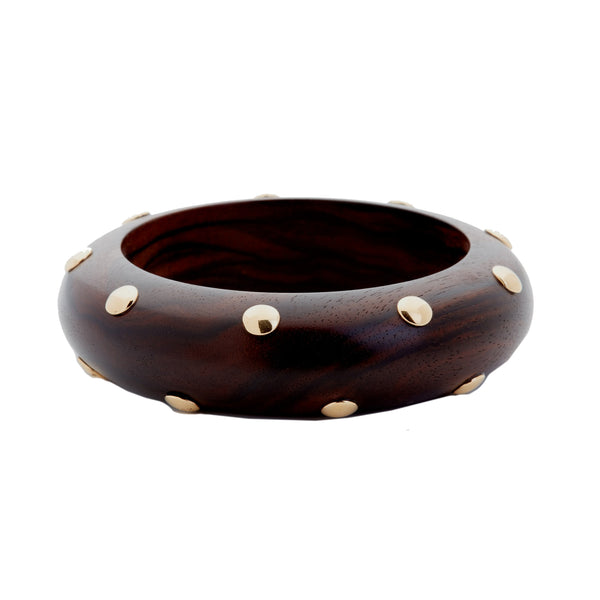 rosa de la cruz ROUNDED GOLD STUDS EBONY BANGLE
