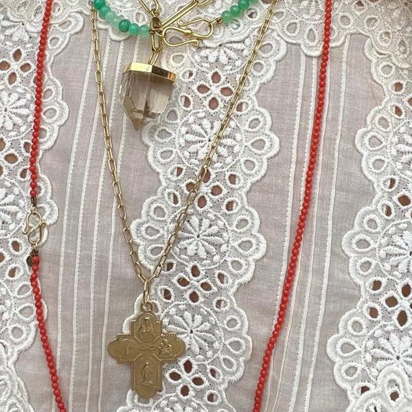 Rosa De La Cruz SACRED HEART CROSS PENDANT