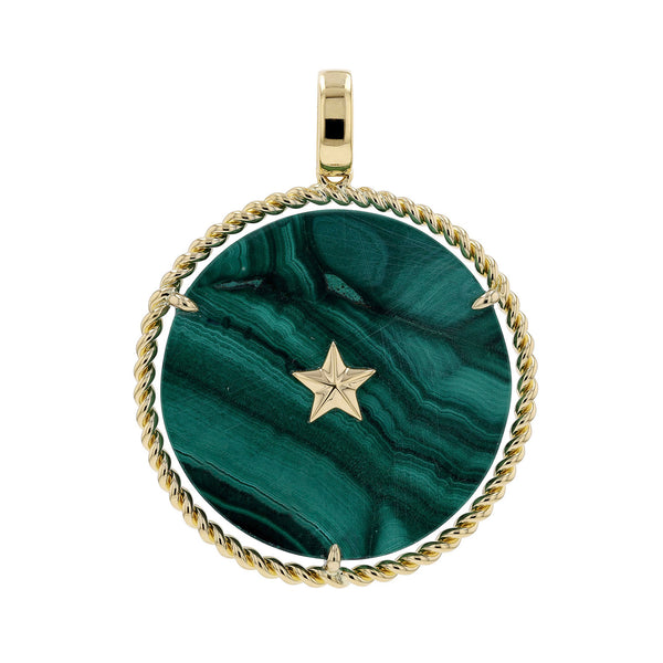 rosa de la cruz STAR MALACHITE COIN PENDANT