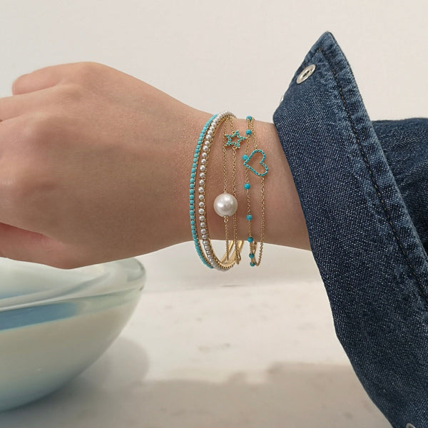 Rosa De La Cruz TURQUOISE HEART CHARM BRACELET